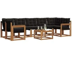 Lauko sofos komplektas su pagalve 8 pcs Natūrali ir juoda