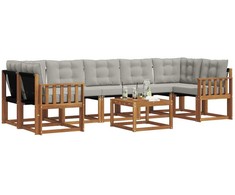 Lauko sofos komplektas 8 pcs Natūrali ir šviesiai pilka