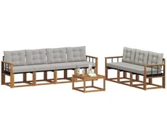 Lauko sofos komplektas 8 pcs Natūrali ir šviesiai pilka