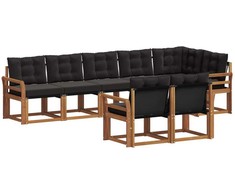 Lauko sofos komplektas su pagalve 8 pcs Natūrali ir juoda