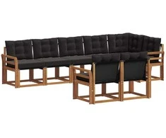 Lauko sofos komplektas su pagalve 8 pcs Natūrali ir juoda