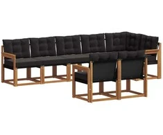 Lauko sofos komplektas su pagalve 8 pcs Natūrali ir juoda