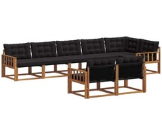 Lauko sofos komplektas su pagalve 8 pcs Natūrali ir juoda