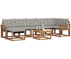 Lauko sofos komplektas 8 pcs Natūrali ir šviesiai pilka