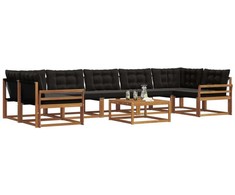 Lauko sofos komplektas su pagalve 8 pcs Natūrali ir juoda
