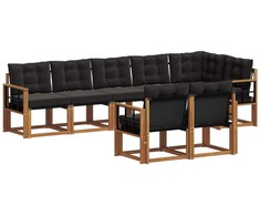Lauko sofos komplektas su pagalve 8 pcs Natūrali ir juoda