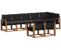 Lauko sofos komplektas su pagalve 8 pcs Natūrali ir juoda