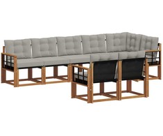 Lauko sofos komplektas 8 pcs Natūrali ir šviesiai pilka