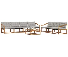 Lauko sofos komplektas 8 pcs Natūrali ir šviesiai pilka
