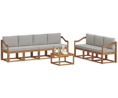 Lauko sofos komplektas 8 pcs Natūrali ir šviesiai pilka