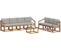 Lauko sofos komplektas 8 pcs Natūrali ir šviesiai pilka