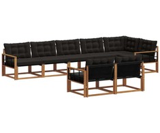 Lauko sofos komplektas su pagalve 8 pcs Natūrali ir juoda