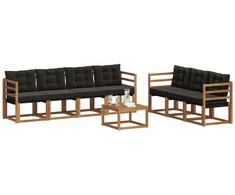 Lauko sofos komplektas su pagalve 8 pcs Natūrali ir juoda