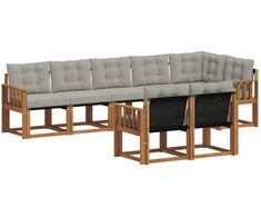 Lauko sofos komplektas 8 pcs Natūrali ir šviesiai pilka