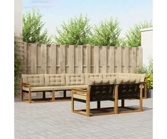 Lauko baldų komplektas Lauko sofos komplektas su pagalve 8 pcs Natūralus ir bežinis
