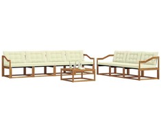Lauko sofos komplektas su pagalve 8 pcs Natūralus ir grietinėlė