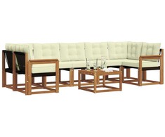 Lauko sofos komplektas su pagalve 8 pcs Natūralus ir grietinėlė