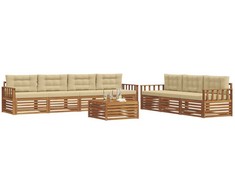 Lauko sofos komplektas su pagalve 8 pcs Natūralus ir bežinis