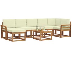 Lauko sofos komplektas su pagalve 8 pcs Natūralus ir grietinėlė