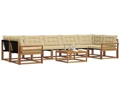 Lauko sofos komplektas su pagalve 8 pcs Natūralus ir bežinis