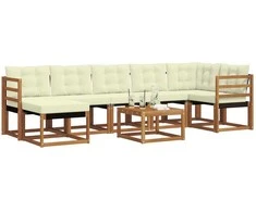 Lauko sofos komplektas su pagalve 8 pcs Natūralus ir grietinėlė
