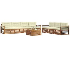 Lauko sofos komplektas su pagalve 8 pcs Natūralus ir grietinėlė