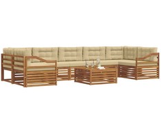 Lauko sofos komplektas su pagalve 8 pcs Natūralus ir bežinis