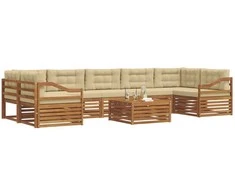 Lauko sofos komplektas su pagalve 8 pcs Natūralus ir bežinis