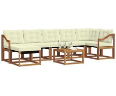 Lauko sofos komplektas su pagalve 8 pcs Natūralus ir grietinėlė