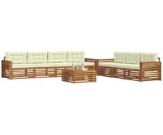 Lauko sofos komplektas su pagalve 8 pcs Natūralus ir grietinėlė