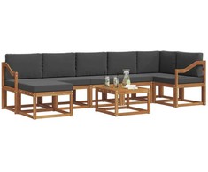 Lauko baldų komplektas Lauko sofos komplektas su pagalve 8 pcs Natūralus ir antracitas