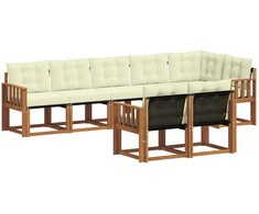 Lauko sofos komplektas su pagalve 8 pcs Natūralus ir grietinėlė
