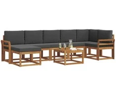 Lauko sofos komplektas su pagalve 8 pcs Natūralus ir antracitas