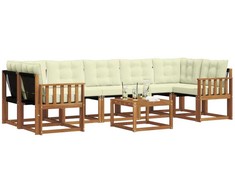 Lauko sofos komplektas su pagalve 8 pcs Natūralus ir grietinėlė