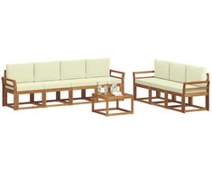 Lauko sofos komplektas su pagalve 8 pcs Natūralus ir grietinėlė
