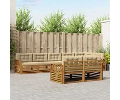 Lauko sofos komplektas su pagalve 8 pcs Natūralus ir bežinis