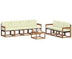 Lauko sofos komplektas su pagalve 8 pcs Natūralus ir grietinėlė
