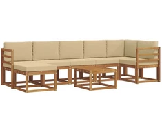 Lauko sofos komplektas 8 vnt. 7 vietos Natūralus ir bežinis