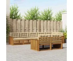 Lauko sofos komplektas su pagalve 8 pcs Natūralus ir bežinis