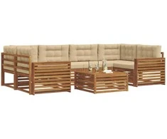 Lauko sofos komplektas su pagalve 7 pcs Natūralus ir bežinis