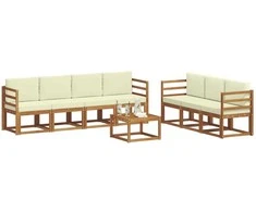 Lauko sofos komplektas 8 pcs Natūralus ir grietinėlė