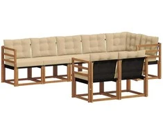 Lauko sofos komplektas su pagalve 8 pcs Natūralus ir bežinis