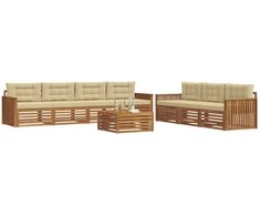 Lauko sofos komplektas su pagalve 8 pcs Natūralus ir bežinis