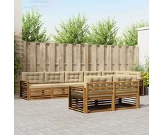Lauko baldų komplektas Lauko sofos komplektas su pagalve 8 pcs Natūralus ir bežinis