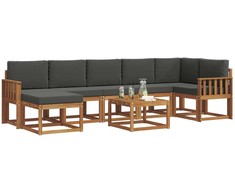 Lauko sofos komplektas su pagalve 8 pcs Natūralus ir antracitas