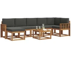 Lauko sofos komplektas su pagalve 8 pcs Natūralus ir antracitas