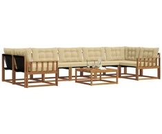 Lauko sofos komplektas su pagalve 8 pcs Natūralus ir bežinis