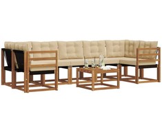 Lauko sofos komplektas su pagalve 8 pcs Natūralus ir bežinis