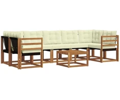 Lauko sofos komplektas 8 vnt. Natūralus ir grietinėlė
