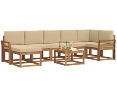 Lauko sofos komplektas su pagalve 8 pcs Natūralus ir bežinis